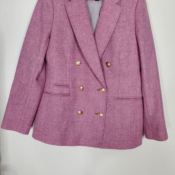 J Crew Bristol Double Breasted Blazer Lilac Herringbone 100% Wool BK012 Size 6 - Picture 5 of 10